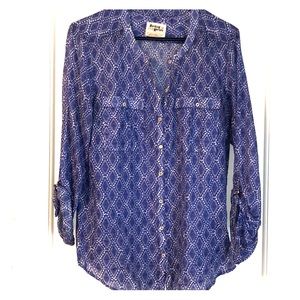 Anthropologie Holding Horses blue diamond top